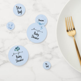 Cute, Oh Boy, Blue Watercolor Baby Shower Table Confetti