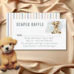 Cute Oh Boy Puppy Blue Baby Shower Diaper Raffle Enclosure Card