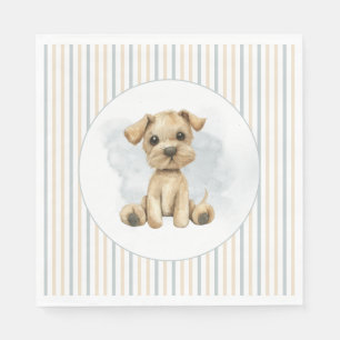 Cute Oh Boy Puppy Blue Baby Shower Napkin