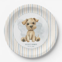 Cute Oh Boy Puppy Blue Baby Shower