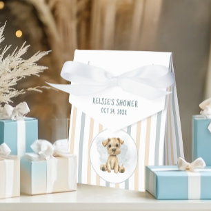 Cute Oh Boy Puppy Blue Baby Shower Striped Favour Box