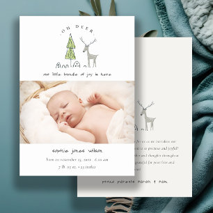 Cute Oh Deer Minimal Photo Birth Announcement