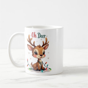 Cute “Oh Deer” Reindeer Christmas Mug