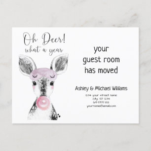 Cute Oh Deer What a Year Moving Announcement Postcard