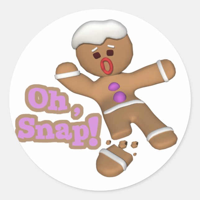 cute oh, snap gingerbread man cookie classic round sticker (Front)
