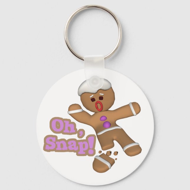 cute oh, snap gingerbread man cookie key ring (Front)