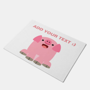 Cute Oinking Cartoon Pig Doormat