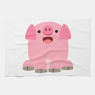Cute Oinking Cartoon Pig Kitchen Towel