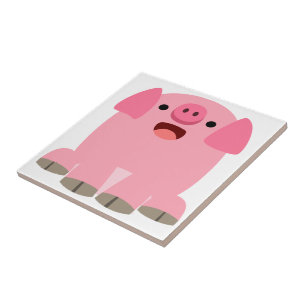 Cute Oinking Cartoon Pig Tile