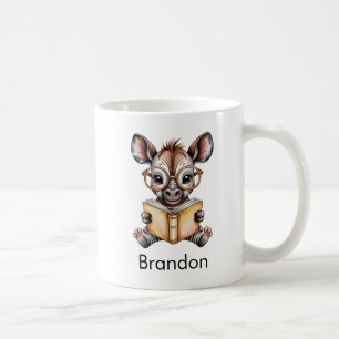 Cute Okapi Reading a Book Custom Coffee Mug