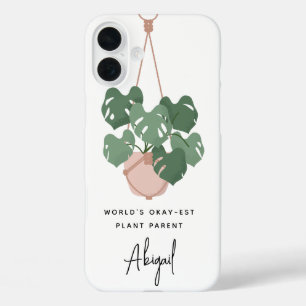 Cute Okay Plant Parent Personalised iPhone 16 Plus Case