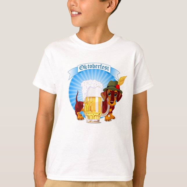 Cute Oktoberfest Beer Hound T-Shirt (Front)