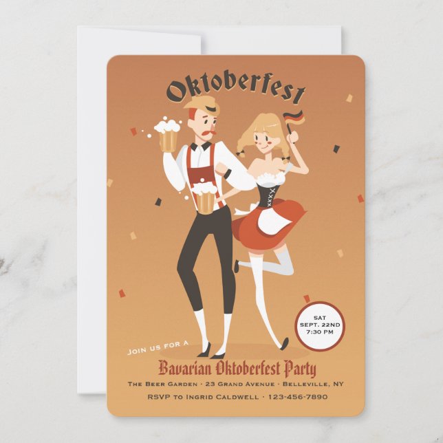 Cute Oktoberfest Couple Invitation (Front)
