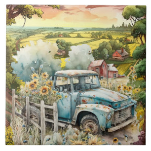 cute Old Country truck Ceramic Tile