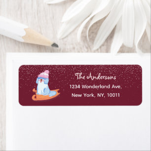 Cute Old English Sheepdog Dark Red Return Address Label