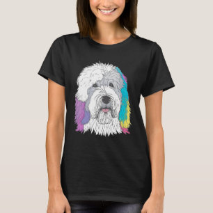 Cute Old English Sheepdog Dog on Bobtail 2 T-Shirt