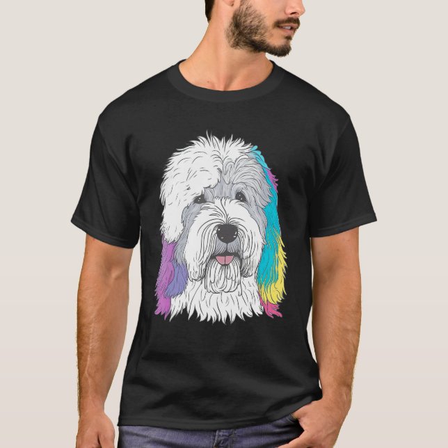 Cute Old English Sheepdog Dog on Bobtail  2 T-Shirt (Front)