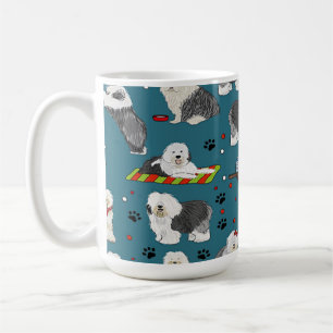 Cute Old English Sheepdog Pattern, Dog Lover Gift Coffee Mug