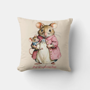 Cute Old Fashion Mouse and Mousling Personalise Cushion