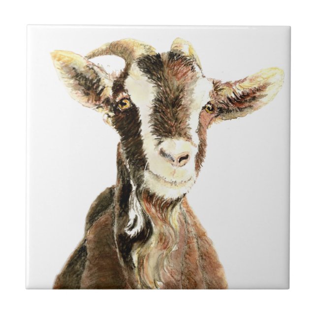 Cute Old Goat, Farm Animal Humour Tile (Front)