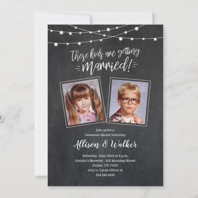 Cute Old Photos Rehearsal Dinner Invites - Lights (Front)