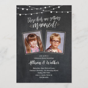 Cute Old Photos Rehearsal Dinner Invites - Lights