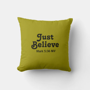 Cute Olive and Black Believe in Miracles Fall Cushion