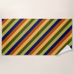 Cute Olive Sage Navy Stripes Beach Towel