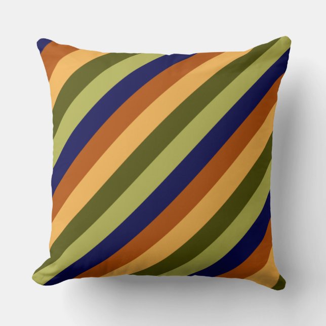 Cute Olive Sage Navy Stripes Big Throw Pillow (Front)