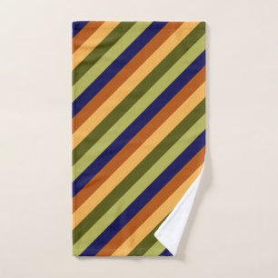 Cute Olive Sage Navy Stripes Hand Towel