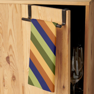 Cute Olive Sage Navy Stripes Kitchen Towel