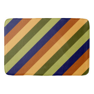 Cute Olive Sage Navy Stripes Large Bath Mat