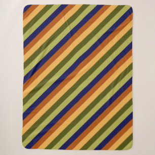Cute Olive Sage Navy Stripes Large Sherpa Blanket