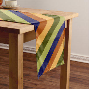 Cute Olive Sage Navy Stripes Large Table Runner