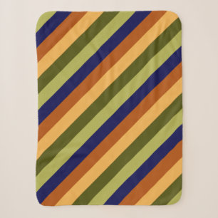 Cute Olive Sage Navy Stripes Small Sherpa Blanket