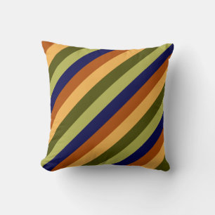 Cute Olive Sage Navy Stripes Throw Pillow