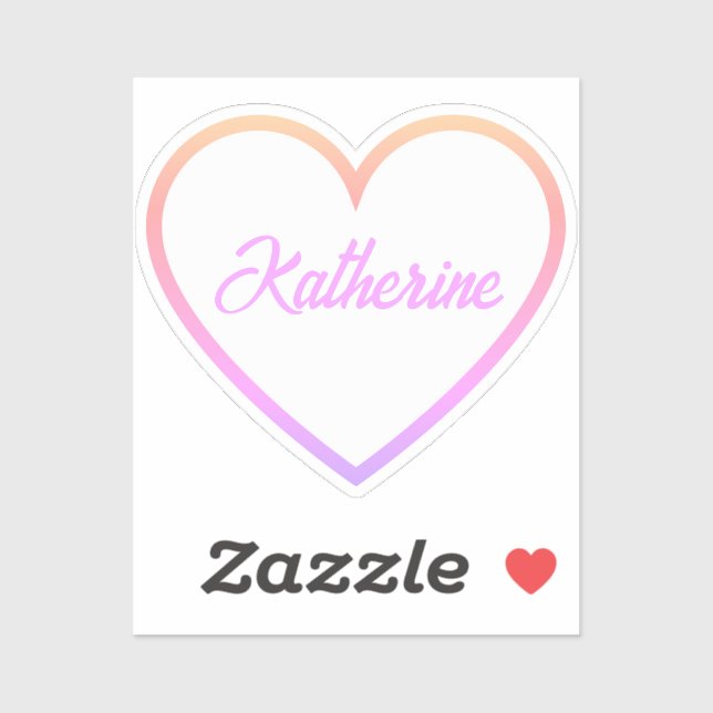 Cute Ombre Colours Heart Name Cursive Script  (Sheet)
