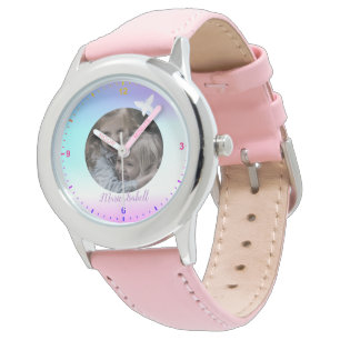 Cute Ombre Rainbow Colour Gradient Photo Template  Watch