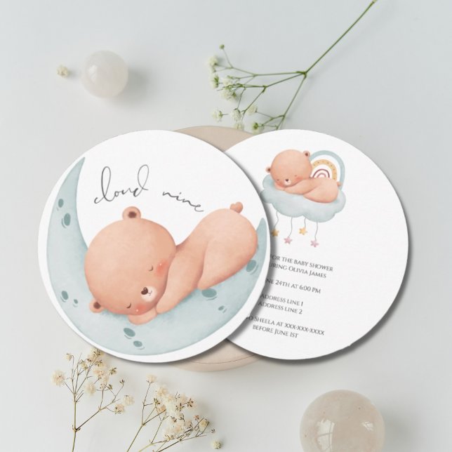 Cute On Cloud 9 Baby Shower Invitation (Creator Uploaded)