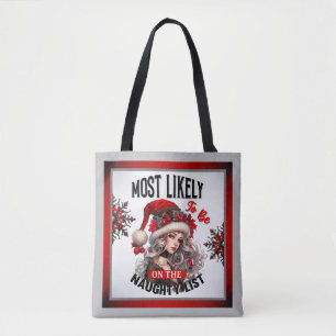 Cute On the Naughty List Christmas Pinup Tote Bag