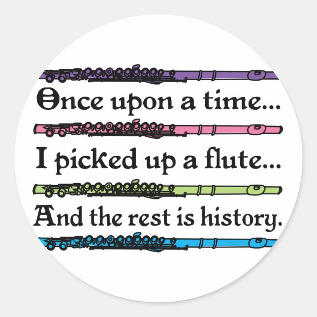 Cute Once Upon A Time Flute Classic Round Sticker (Front)