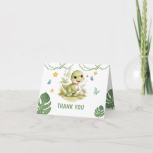 Cute One-A-Saurus Dinosaur 1st Birthday Thank You Card