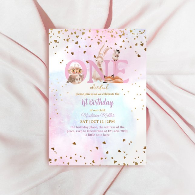 Cute One Baby Girl 1st Birthday Party Invitation (Creator Uploaded)