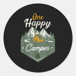 Cute One Happy Camper Birthday Camping Family Matc Classic Round Sticker