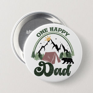 Cute One Happy Camper Birthday One happy Dad 7.5 Cm Round Badge