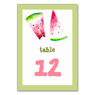 cute one in a melon watercolor watermelon slices table number