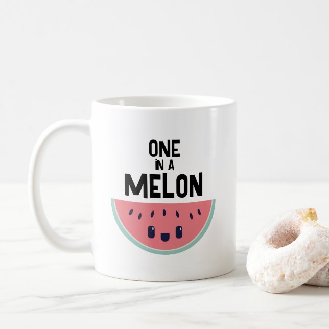 Cute One In A Melon Watermelon Coffee Mug (With Donut)