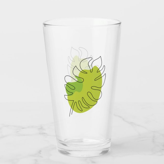 Cute one line art tropical isolated foliage glass (Back)