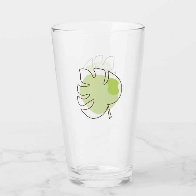 Cute one line art tropical isolated foliage green glass (Back)