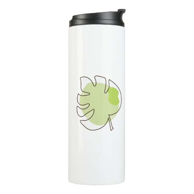 Cute one line art tropical isolated foliage green thermal tumbler (Rotated Left)